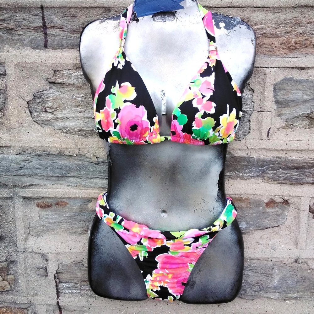 Dark Floral Bikini Set
